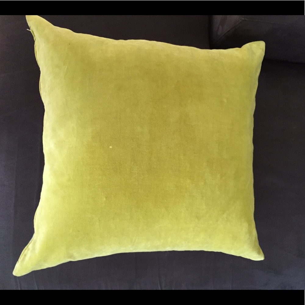 CB2 Green Velvet 23” x 23” Accent Pillow w/insert